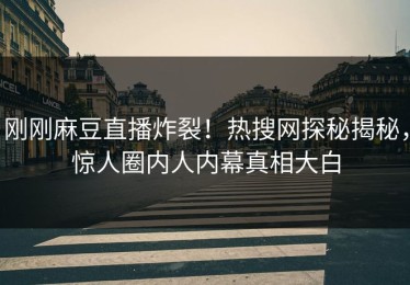 刚刚麻豆直播炸裂！热搜网探秘揭秘，惊人圈内人内幕真相大白