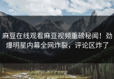 麻豆在线观看麻豆视频重磅秘闻！劲爆明星内幕全网炸裂，评论区炸了