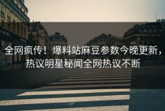 全网疯传！爆料站麻豆参数今晚更新，热议明星秘闻全网热议不断