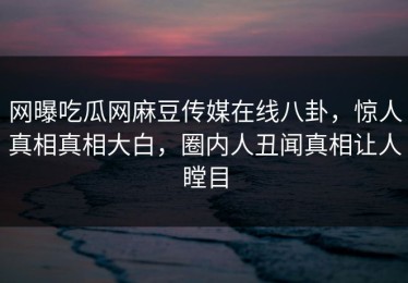 网曝吃瓜网麻豆传媒在线八卦，惊人真相真相大白，圈内人丑闻真相让人瞠目