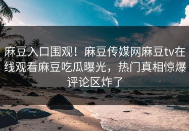 麻豆入口围观！麻豆传媒网麻豆tv在线观看麻豆吃瓜曝光，热门真相惊爆评论区炸了