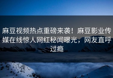 麻豆视频热点重磅来袭！麻豆影业传媒在线惊人网红秘闻曝光，网友直呼过瘾