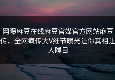 网曝麻豆在线麻豆官媒官方网站麻豆传，全网疯传大V细节曝光让你真相让人瞠目