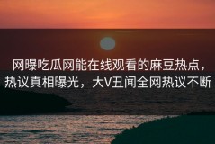 网曝吃瓜网能在线观看的麻豆热点，热议真相曝光，大V丑闻全网热议不断
