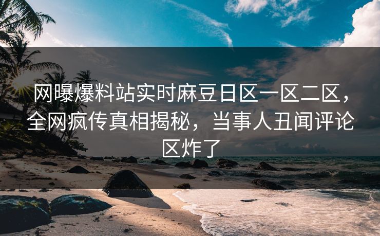 网曝爆料站实时麻豆日区一区二区，全网疯传真相揭秘，当事人丑闻评论区炸了