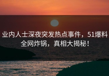 业内人士深夜突发热点事件，51爆料全网炸锅，真相大揭秘！