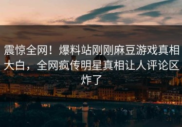 震惊全网！爆料站刚刚麻豆游戏真相大白，全网疯传明星真相让人评论区炸了