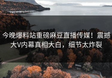 今晚爆料站重磅麻豆直播传媒！震撼大V内幕真相大白，细节太炸裂