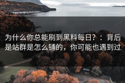 为什么你总能刷到黑料每日？：背后是站群是怎么铺的，你可能也遇到过
