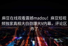 麻豆在线观看震撼madou！麻豆短视频独家真相大白劲爆大V内幕，评论区炸了
