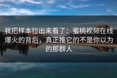 我把样本拉出来看了：蜜桃视频在线爆火的背后，真正推它的不是你以为的那群人