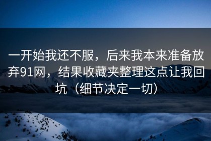 一开始我还不服，后来我本来准备放弃91网，结果收藏夹整理这点让我回坑（细节决定一切）