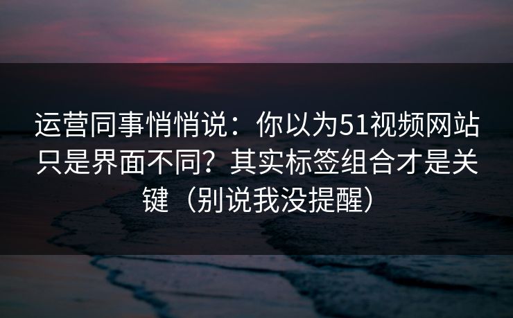 运营同事悄悄说:你以为51视频网站只是界面不同?其实标签组合才是关键(别说我没提醒) 运营同事悄悄说:你以为51视频网站只是界面不同?其实标签组合才是关键(别说我没提醒)